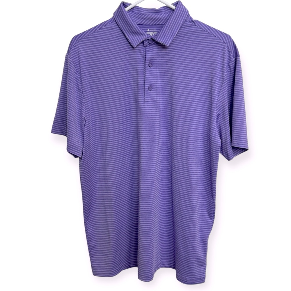 Members Mark Men’s Classic Performance Purple Striped Polo Shirt‎ Size M